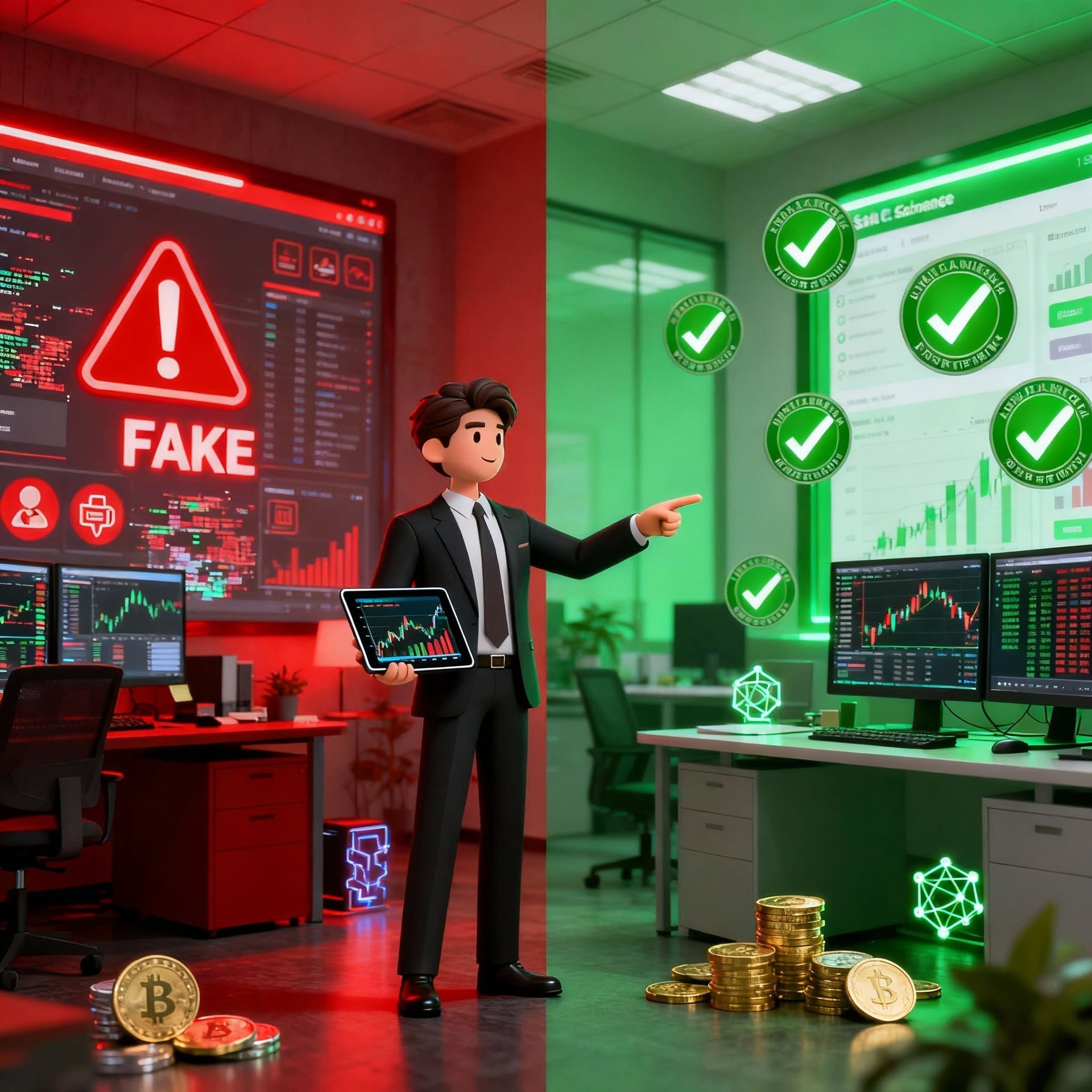 Профессионал выбирает между опасным слишком выгодным курсом и безопасным реалистичным предложением